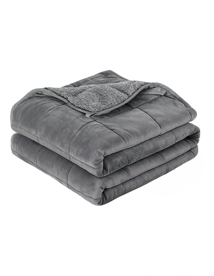 Anti Anxiety Gravity Sherpa Fleece Weighted Blanket in Grey image 1