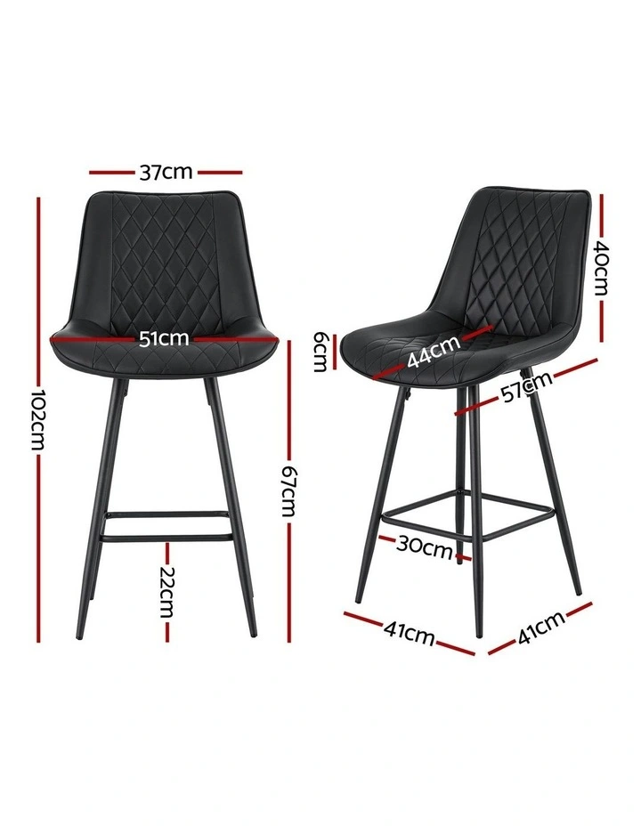 Diamond PU Leather 4x Bar Stools in Black image 4