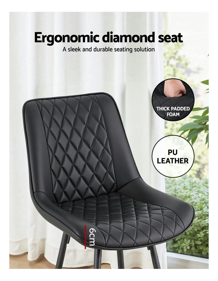 Diamond PU Leather 4x Bar Stools in Black image 6