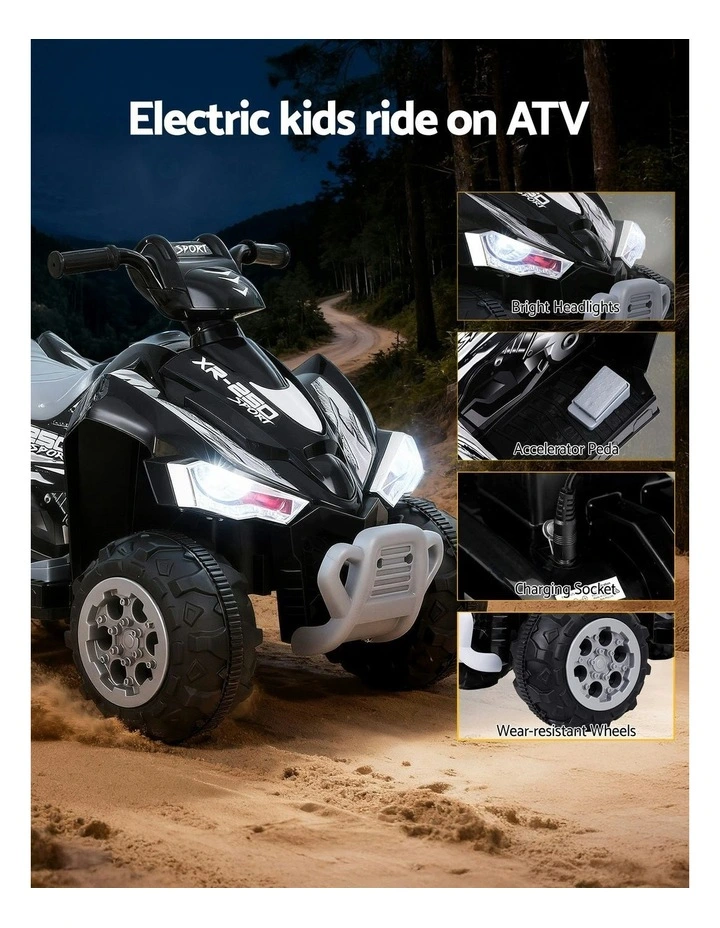 ATV Quad Motorbike Electric Outdoor Ride On Car Toys 12V in Black image 5