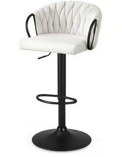 Single Woven Bar Stool in Velvet Ivory
