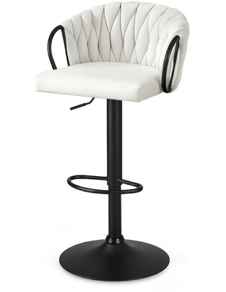 Single Woven Bar Stool in Velvet Ivory image 1