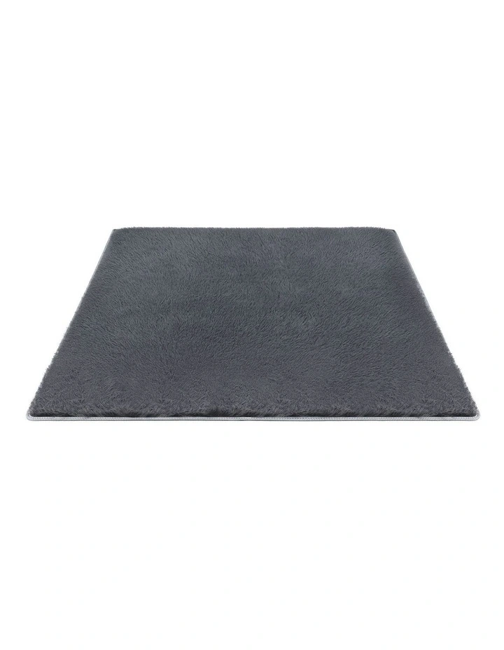 Shaggy Plush Living Room Bedroom Carpet Floor Rug in Grey image 1