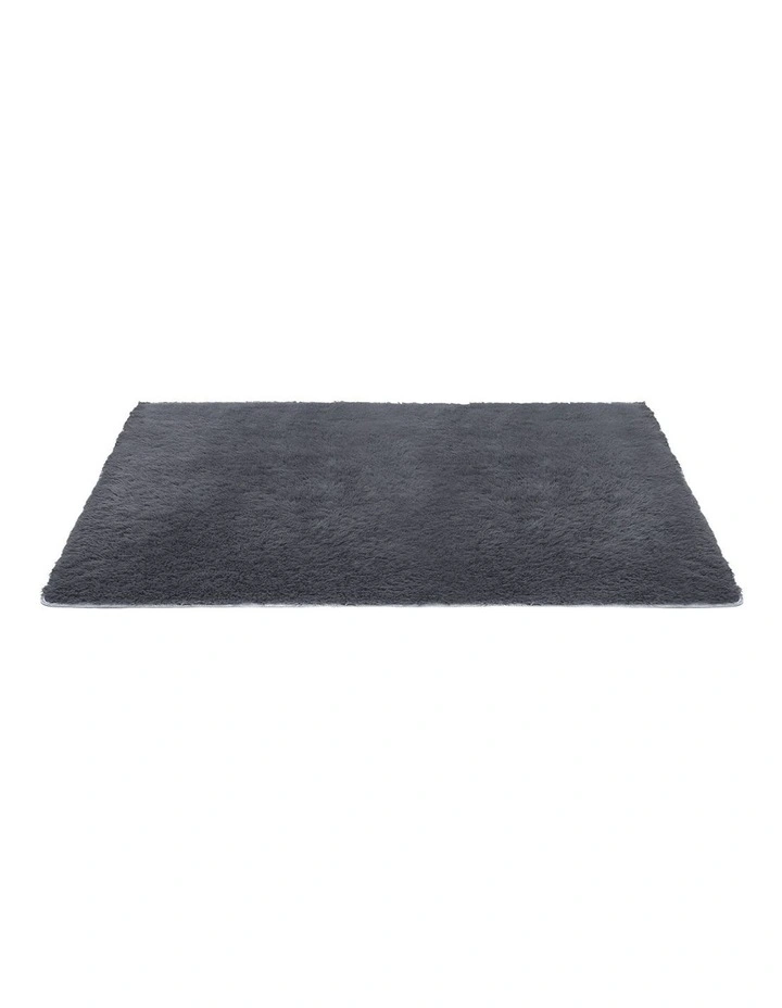 Shaggy Plush Living Room Bedroom Carpet Floor Rug in Grey image 2