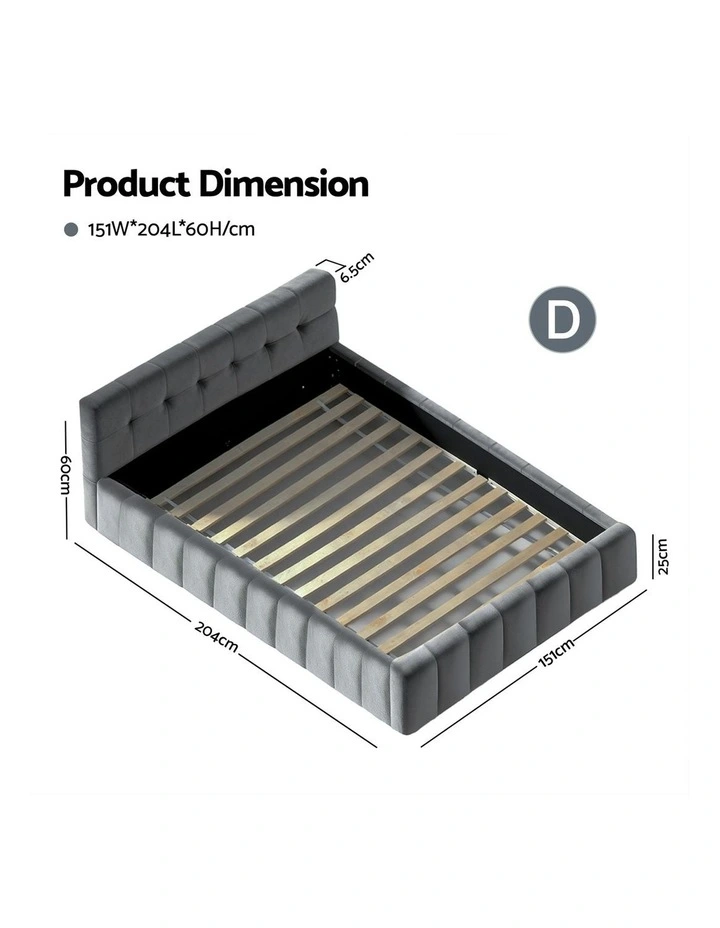 Double Size Bed Frame in Grey image 2