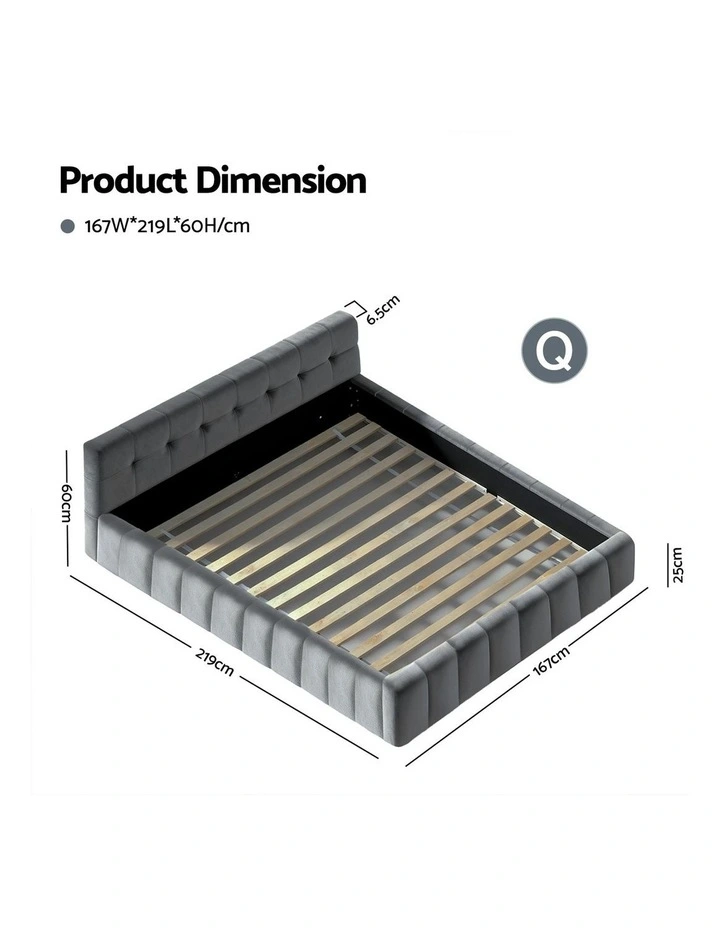 Queen Size Bed Frame in Grey image 4