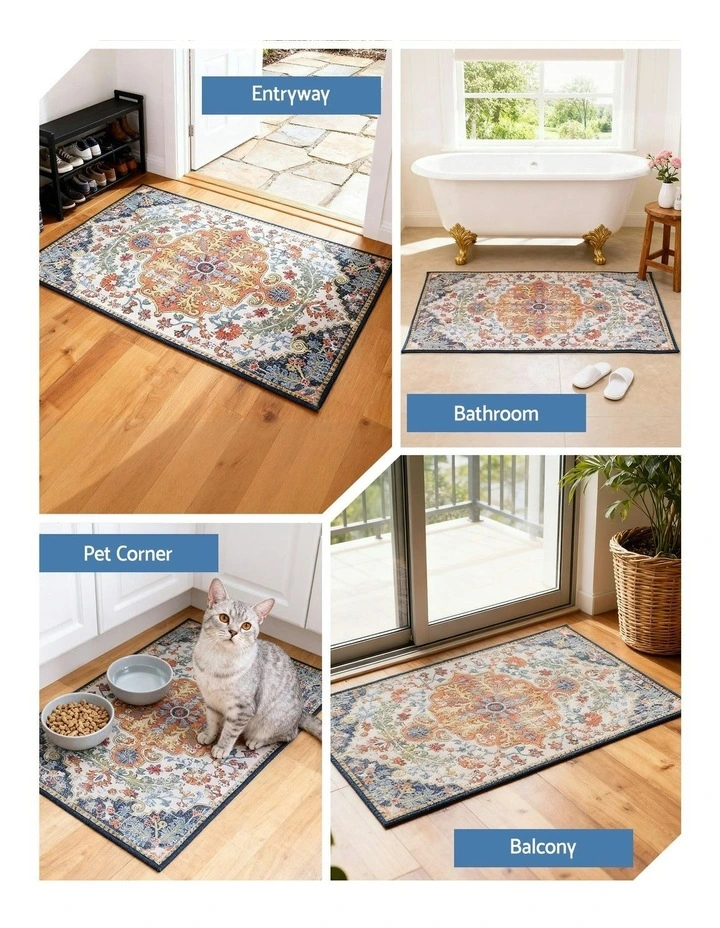 Short Pile Non-Slip Entryway Floor Rug in Bohemian image 7