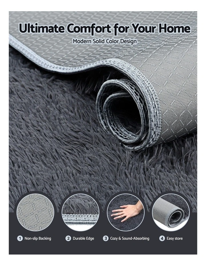 Shaggy Floor Rug in Grey image 5