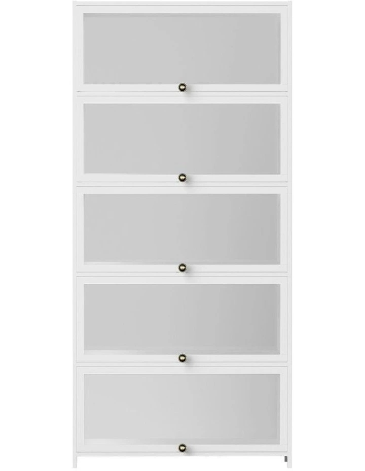 Display Cabinet Storage Clear Bookshelf 5-Tier in White image 1