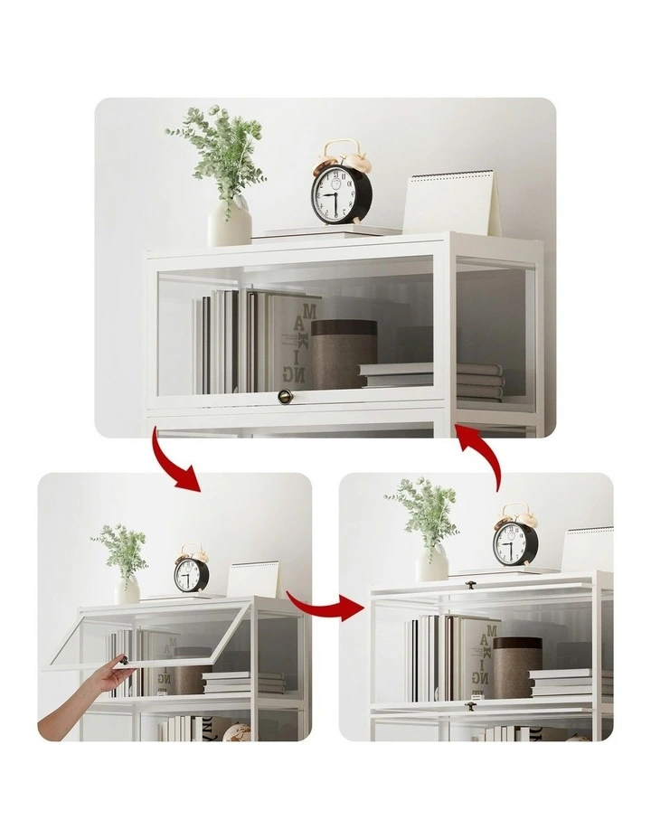 Display Cabinet Storage Clear Bookshelf 5-Tier in White image 5
