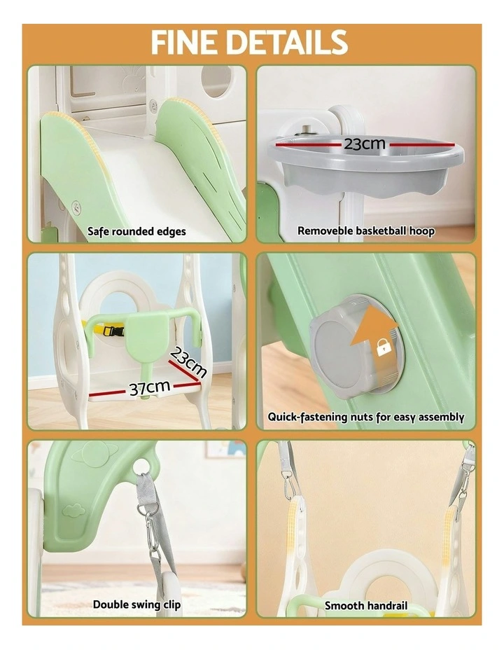 Slide Swing Set And Basketball Hoop Ring image 7