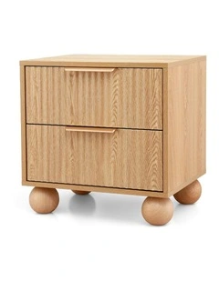 Rattan Bedside Table 2 Drawers in Pine