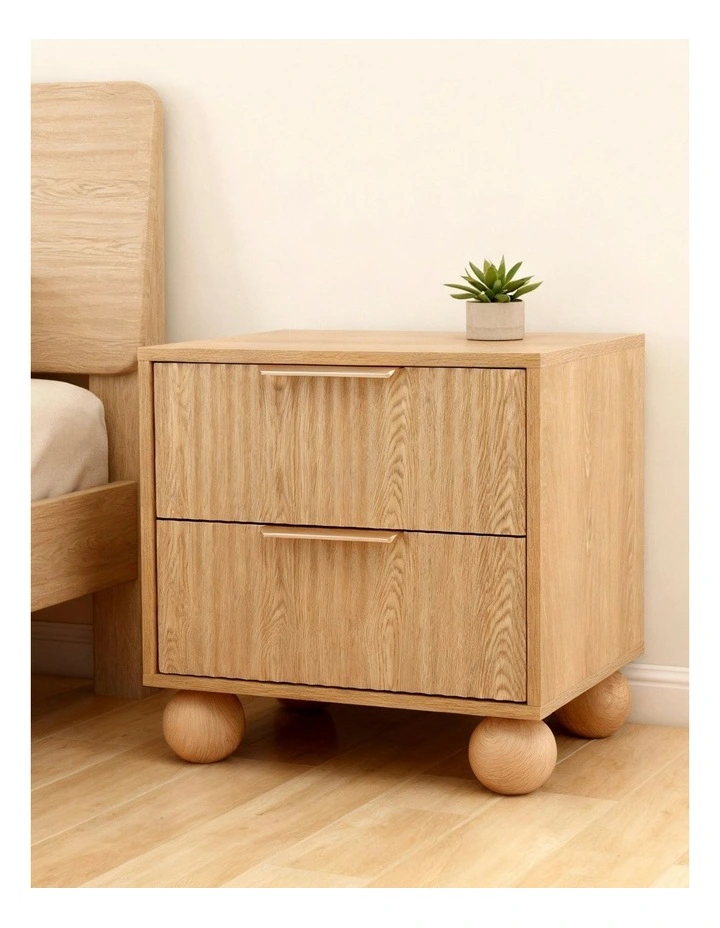Rattan Bedside Table 2 Drawers in Pine image 3