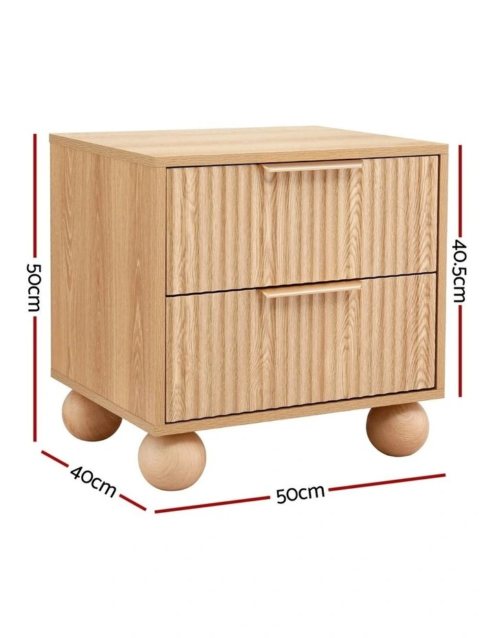 Rattan Bedside Table 2 Drawers in Pine image 4