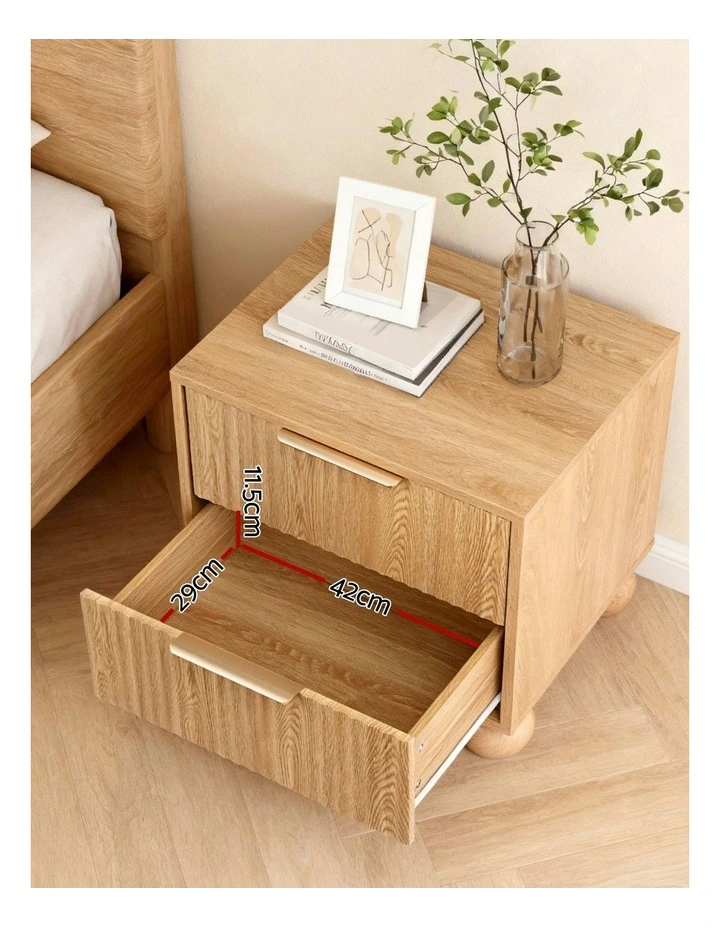 Rattan Bedside Table 2 Drawers in Pine image 5