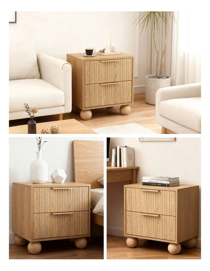 Rattan Bedside Table 2 Drawers in Pine image 7