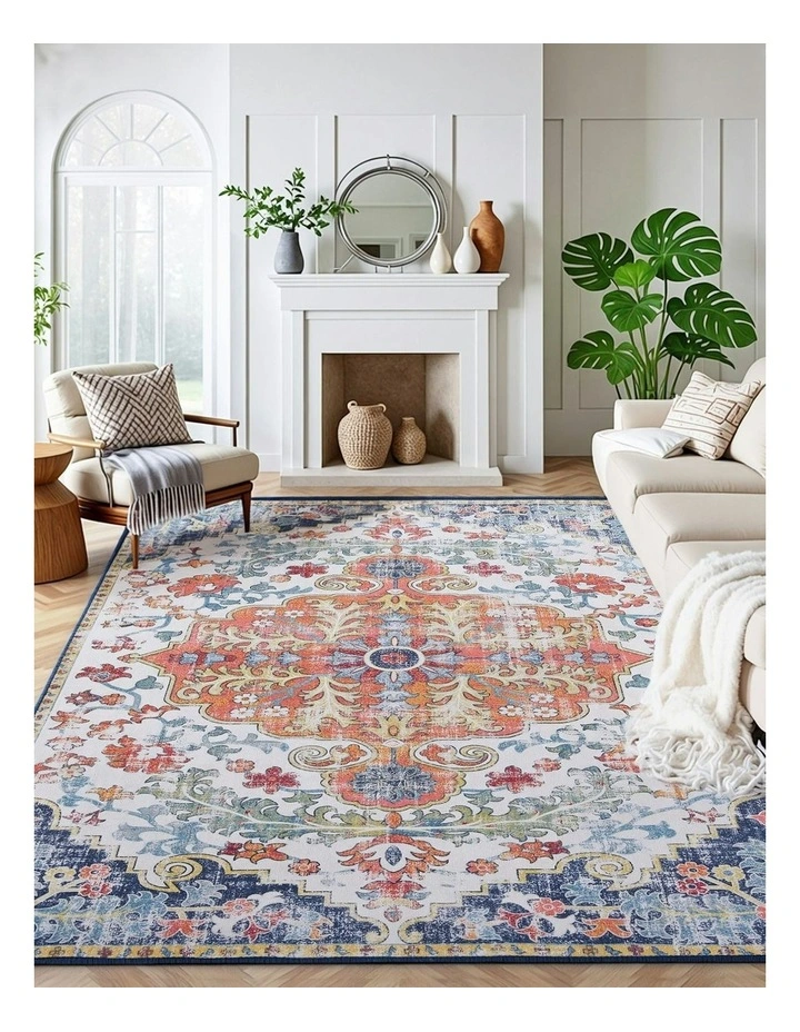 Washable Geometric Floor Rug Large 240X340cm in Multi image 3