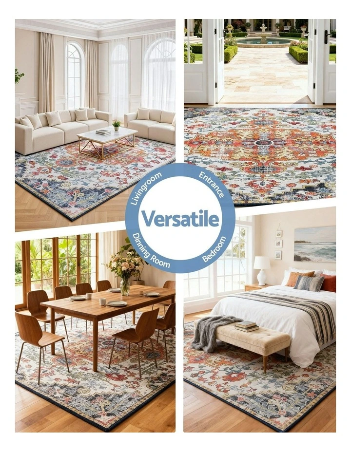 Washable Geometric Floor Rug Large 240X340cm in Multi image 7