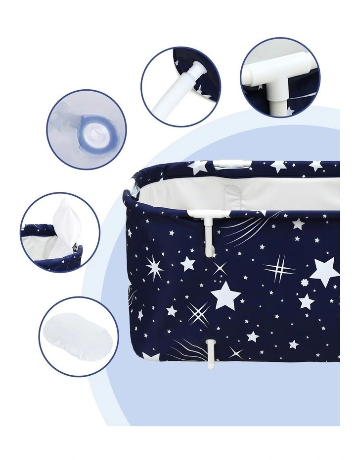 Foldable Bathtub Pvc Spa Bucket Inflatable Cushion 114x62cm in Star Navy image 6