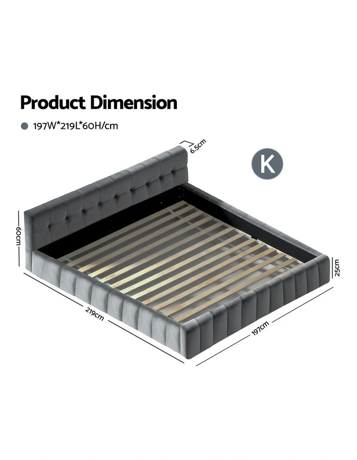 King Size Bed Frame in Grey image 2