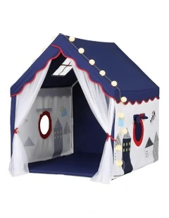 Play Tent Playhouse Castle with Floor Mat String Ball Light 134X103cm in Multi