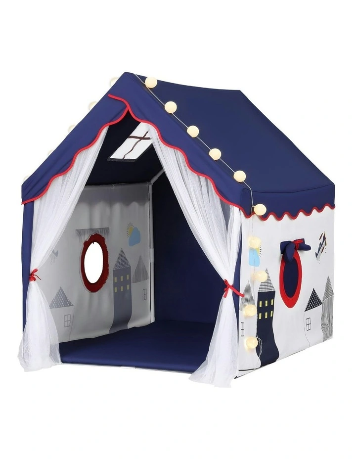 Play Tent Playhouse Castle with Floor Mat String Ball Light 134X103cm in Multi image 1