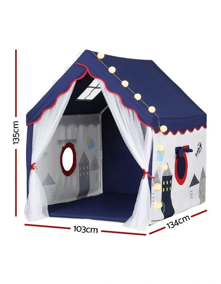 Play Tent Playhouse Castle with Floor Mat String Ball Light 134X103cm in Multi image 4