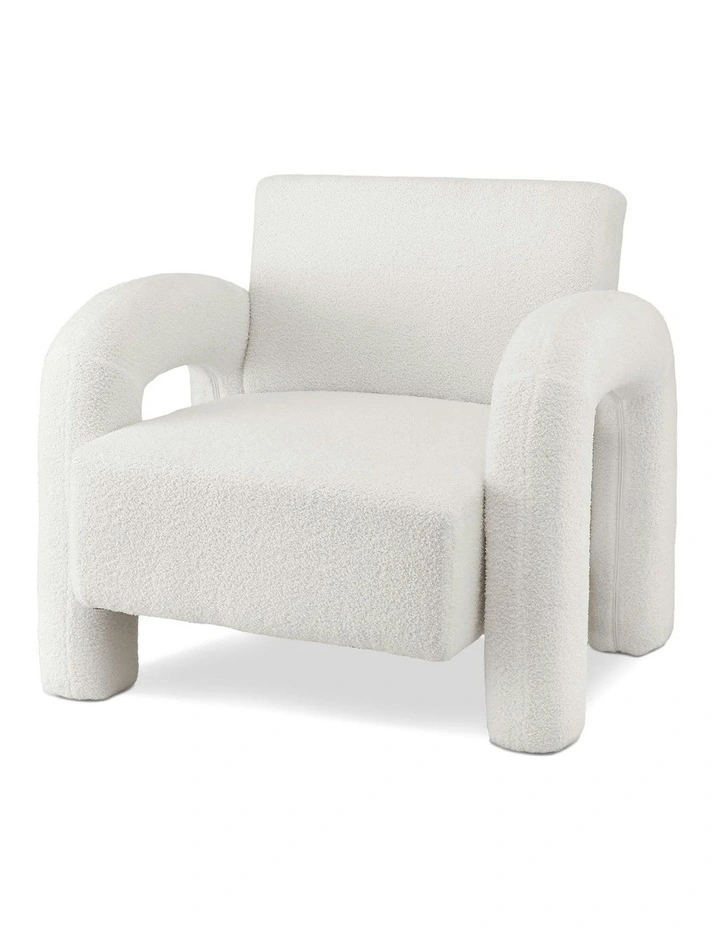 Armchair Accent Chair Lounge Sofa Couch Curved Seat Boucle in White image 1