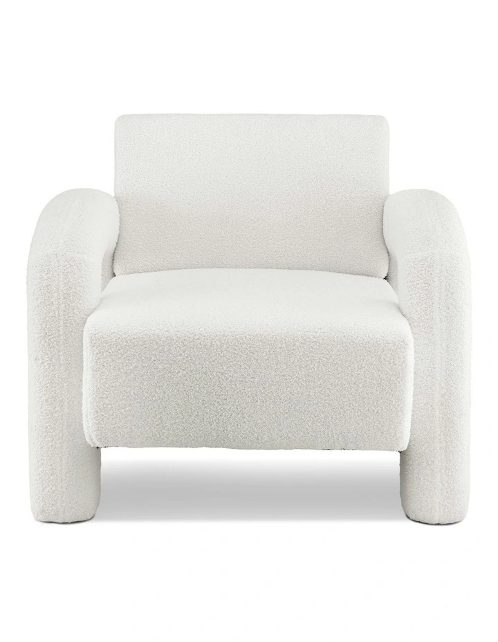 Armchair Accent Chair Lounge Sofa Couch Curved Seat Boucle in White image 2