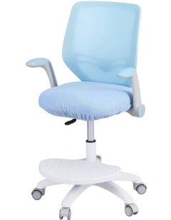 Ergonomic Adjustable Study Chair With Wheels Footrest in Blue