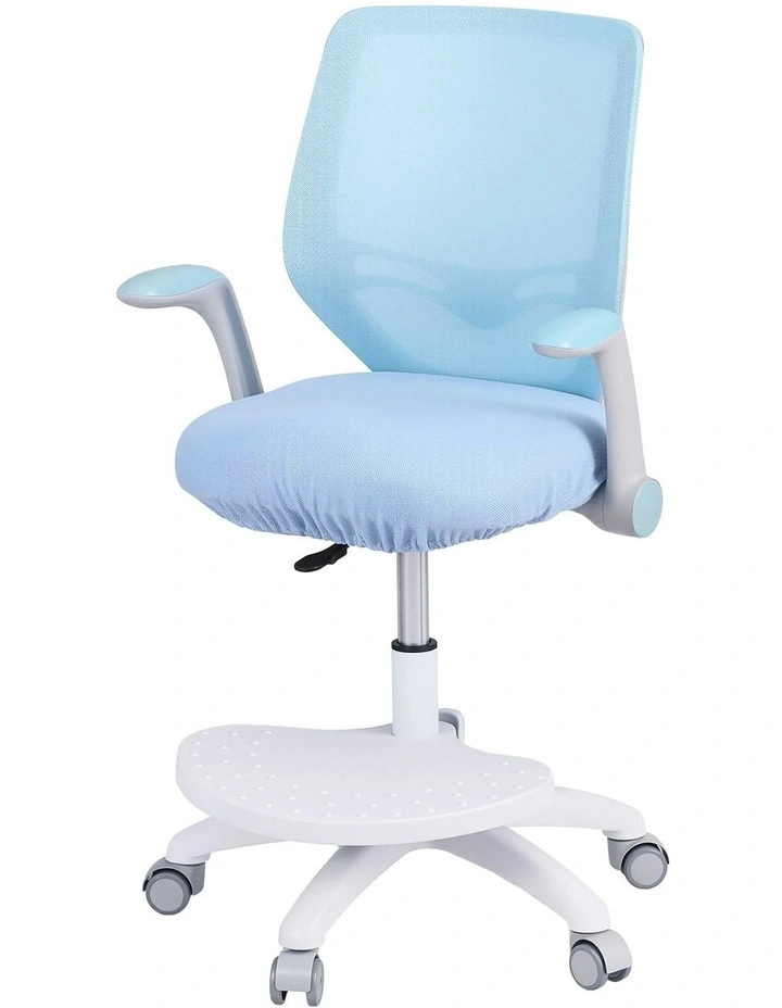Ergonomic Adjustable Study Chair With Wheels Footrest in Blue image 1