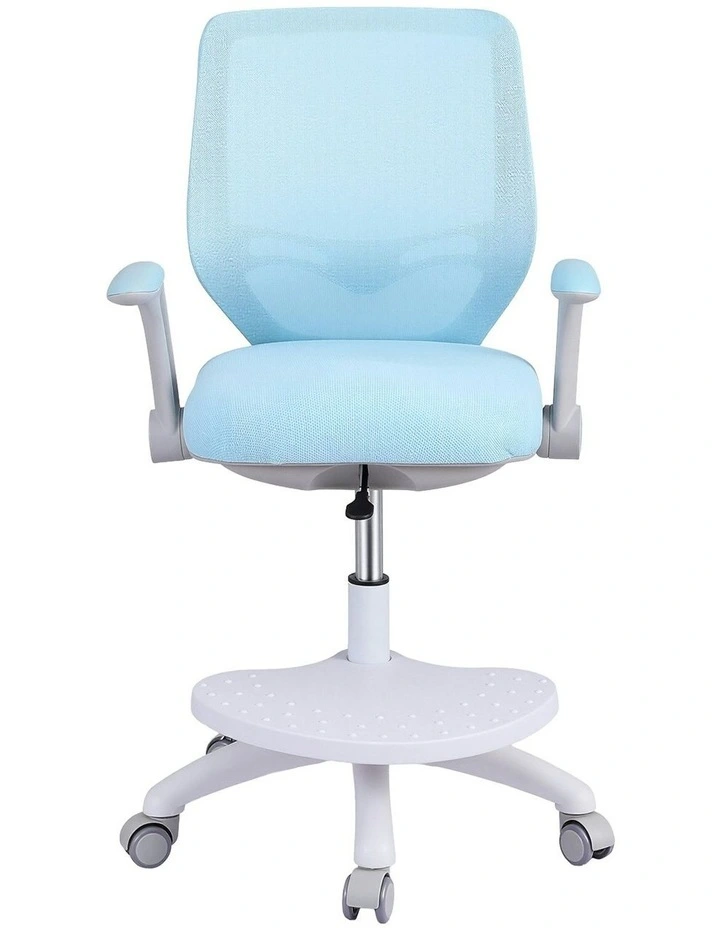Ergonomic Adjustable Study Chair With Wheels Footrest in Blue image 2