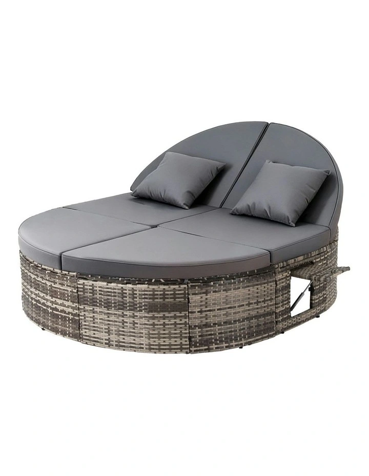 Outdoor Day Bed With Retractable Side Tray in Grey image 1