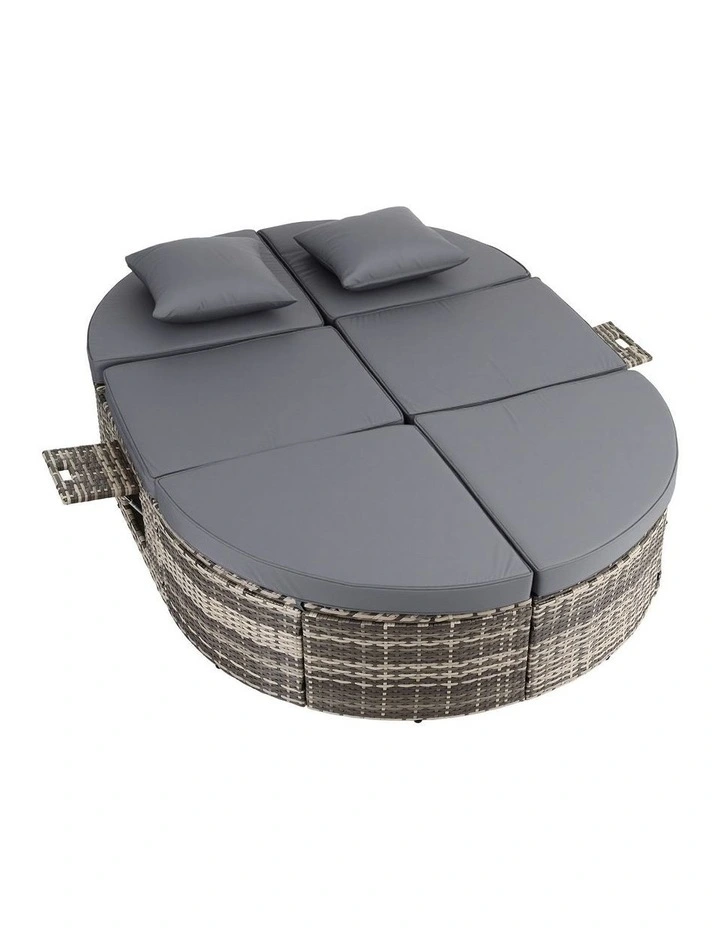 Outdoor Day Bed With Retractable Side Tray in Grey image 2
