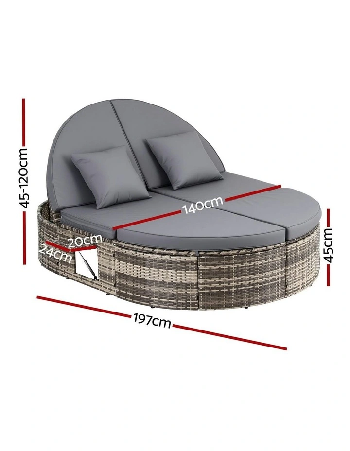 Outdoor Day Bed With Retractable Side Tray in Grey image 4