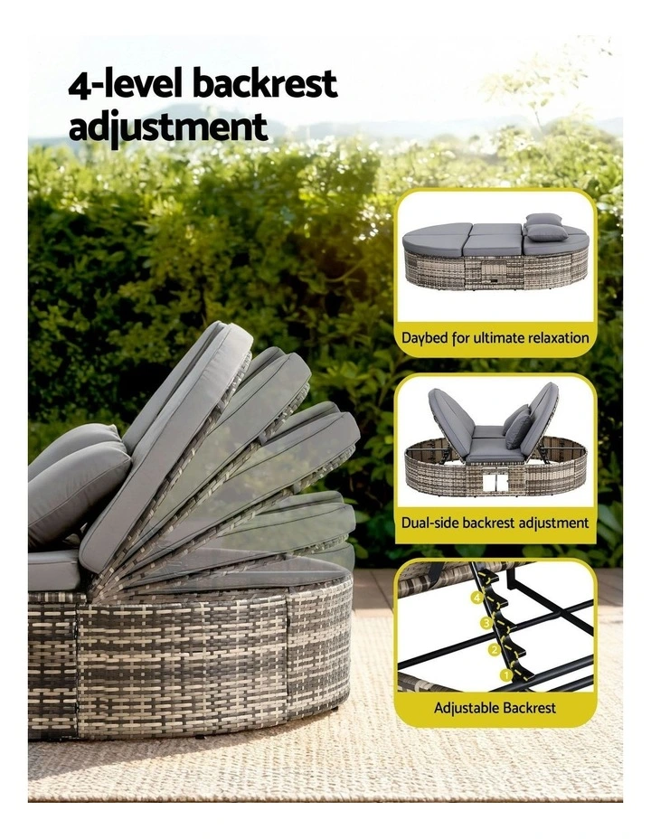 Outdoor Day Bed With Retractable Side Tray in Grey image 6