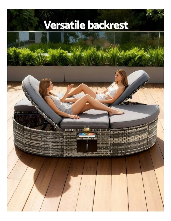 Outdoor Day Bed With Retractable Side Tray in Grey image 7