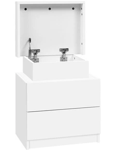 2 Drawers Lift-Up Storage Bedside Table Set Of 2 in White