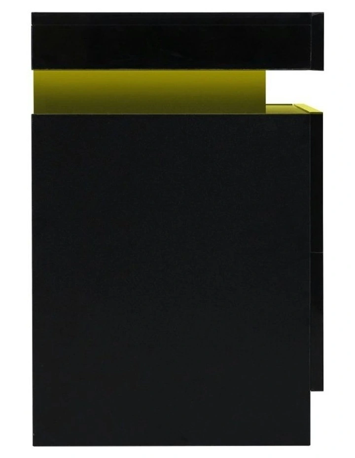 2 Drawers Lift-Up LED Storage Bedside Table Set Of 2 in Coley Black image 4