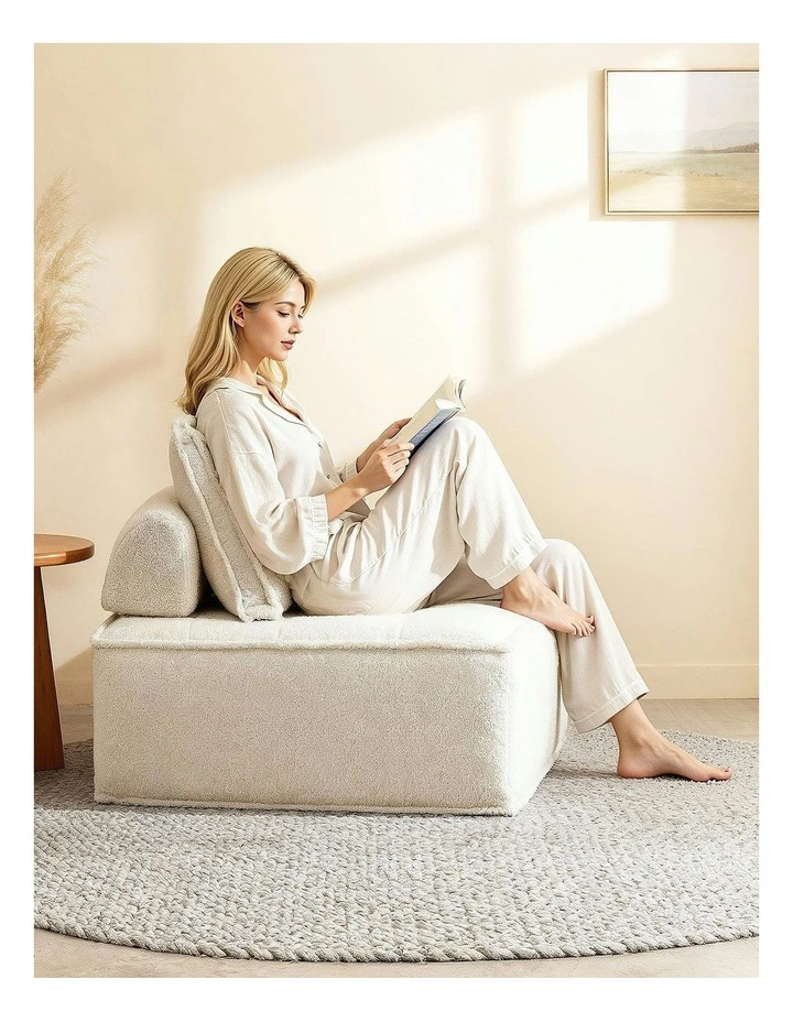 Floor Sofa Lounge Chair with Pillow in White image 5