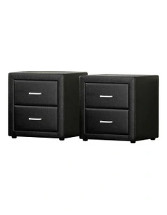 2 Drawers Bedside Table Set Of 2 in Caden Black