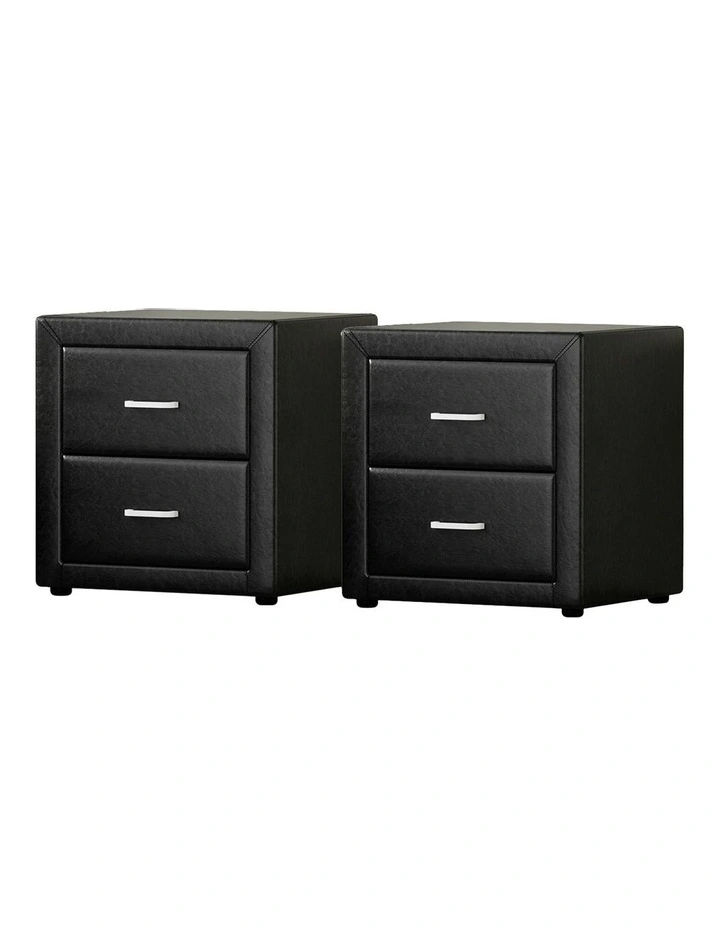 2 Drawers Bedside Table Set Of 2 in Caden Black image 1