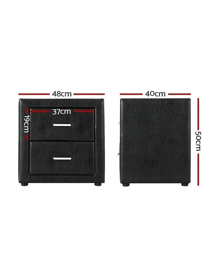 2 Drawers Bedside Table Set Of 2 in Caden Black image 4