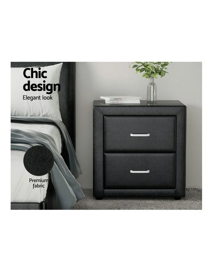 2 Drawers Bedside Table Set Of 2 in Caden Black image 5