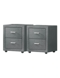 2 Drawers Bedside Table Set Of 2 in Caden Grey
