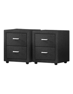 2 Drawers Bedside Table Set Of 2 in Caden Charcoal