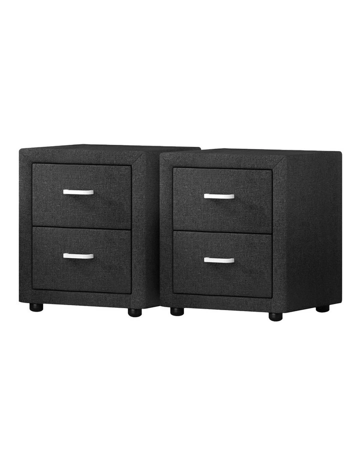 2 Drawers Bedside Table Set Of 2 in Caden Charcoal image 1