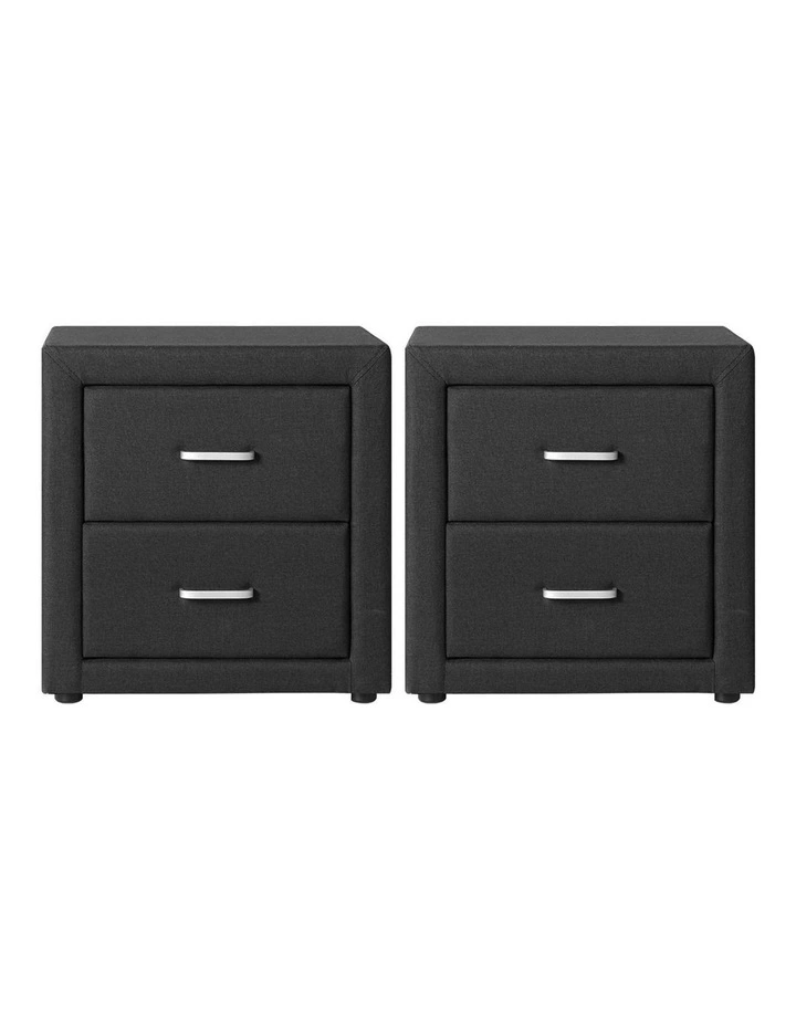 2 Drawers Bedside Table Set Of 2 in Caden Charcoal image 2