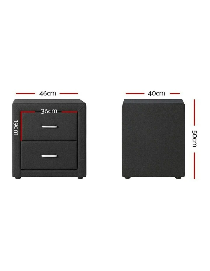 2 Drawers Bedside Table Set Of 2 in Caden Charcoal image 4