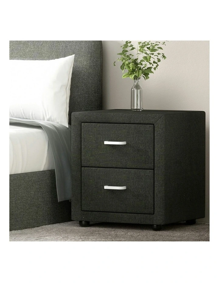 2 Drawers Bedside Table Set Of 2 in Caden Charcoal image 5
